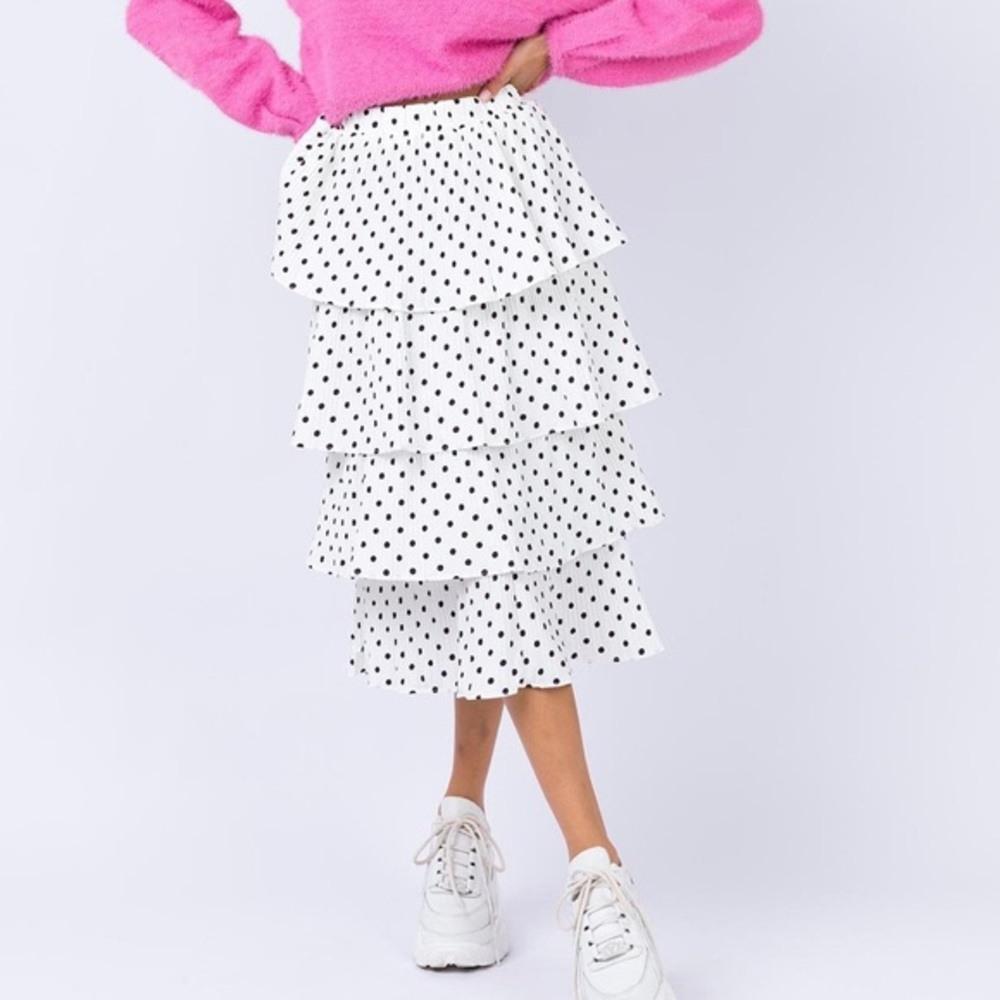 Princess Polly Polka Dot Tiered Midi Skirt
